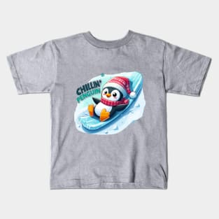 Chillin' Penguin: Slide into Cuteness Kids T-Shirt